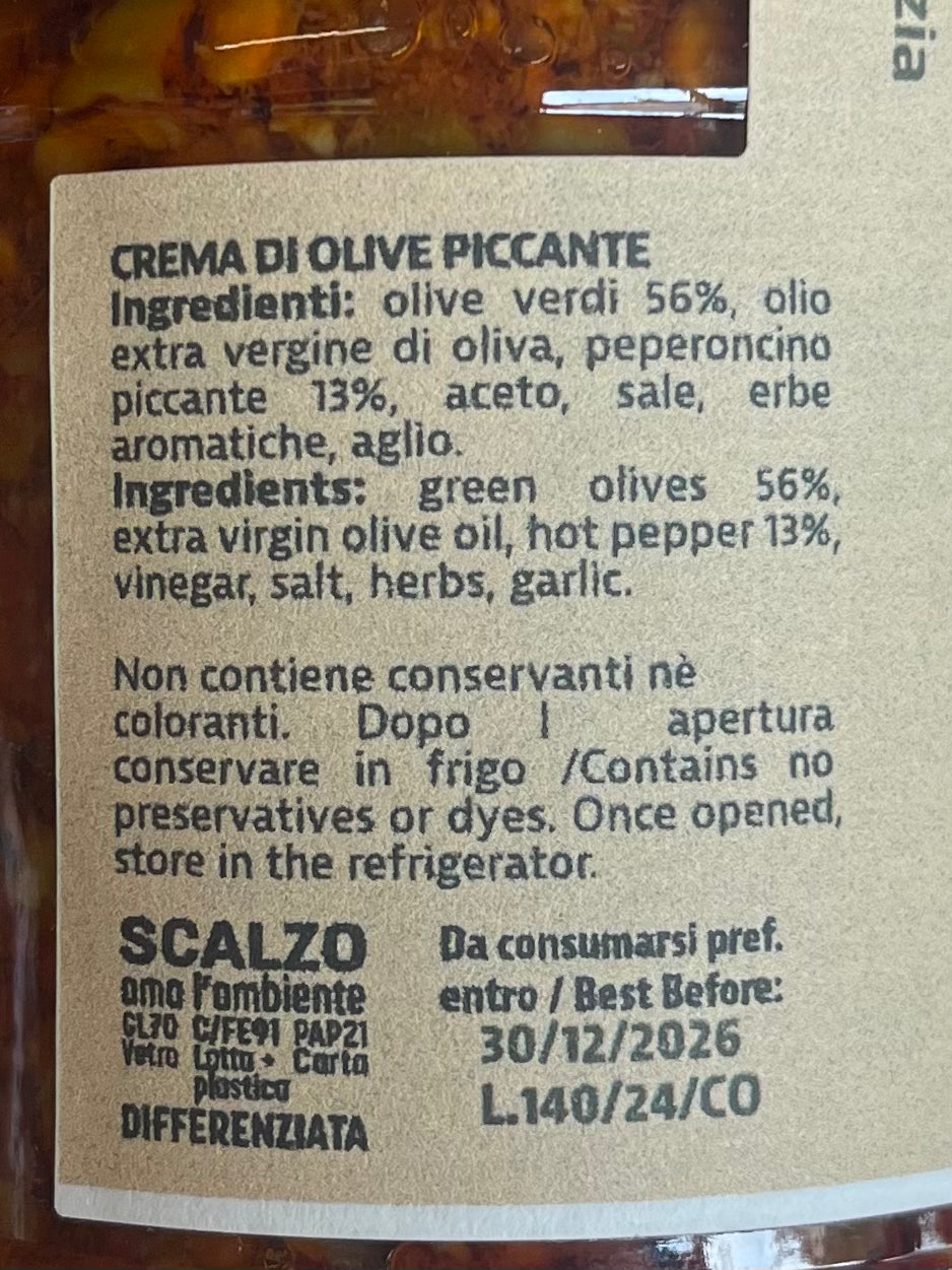 Crema di olive verdi