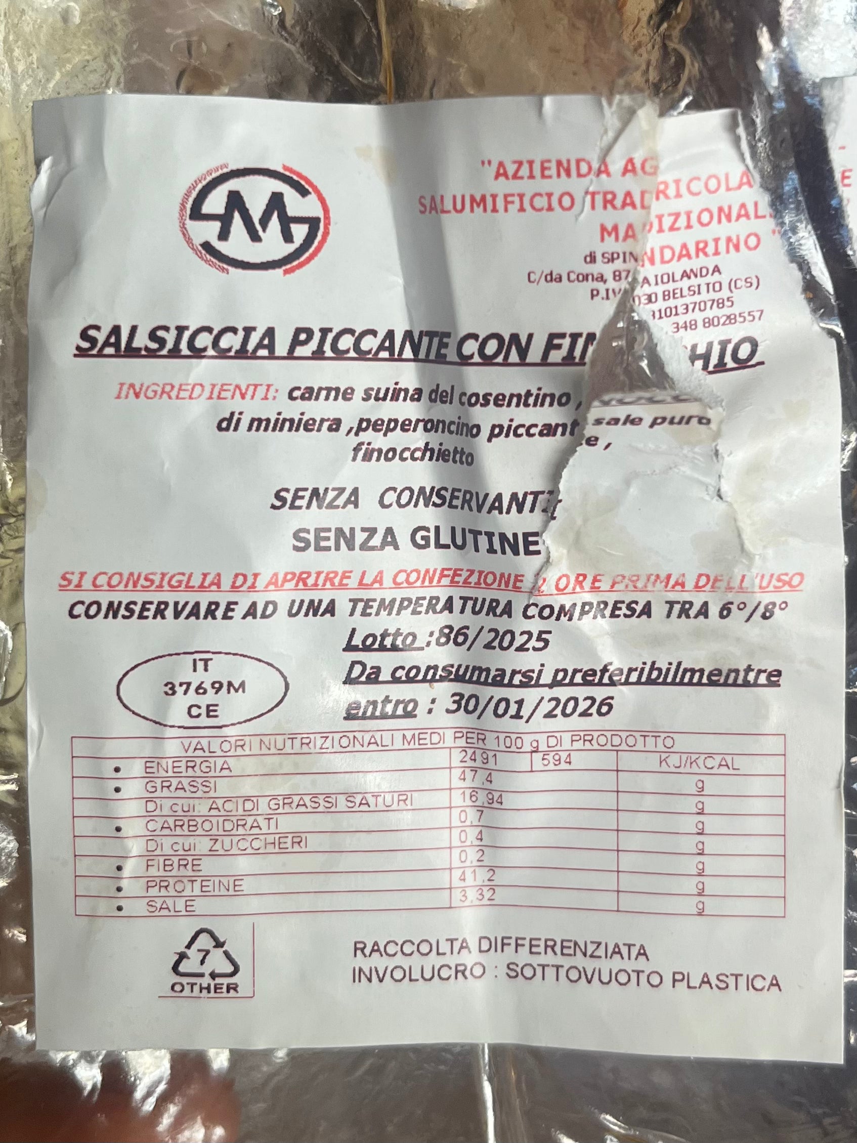Salsiccia piccante con finocchietto